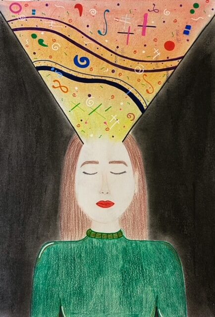 dessin crayon de couleur+fusain (2018)